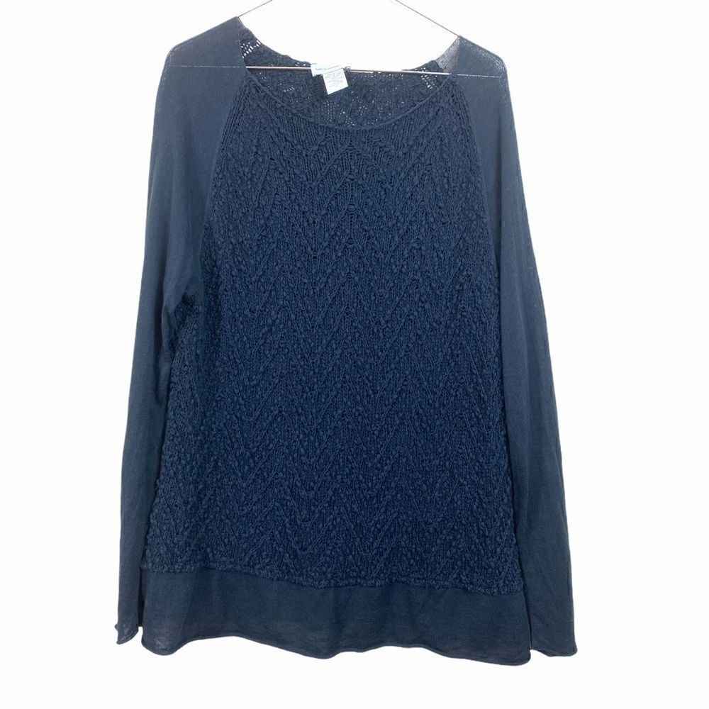 Soft Surroundings Knit Semi Sheer Linen Blend Top